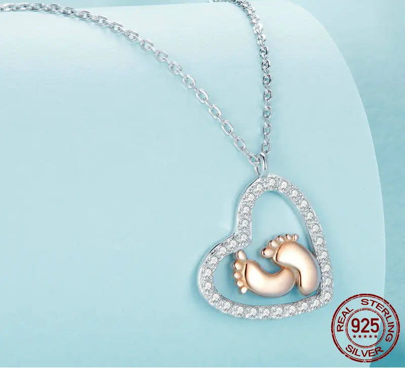 S925 Footprints In Your Heart Necklace