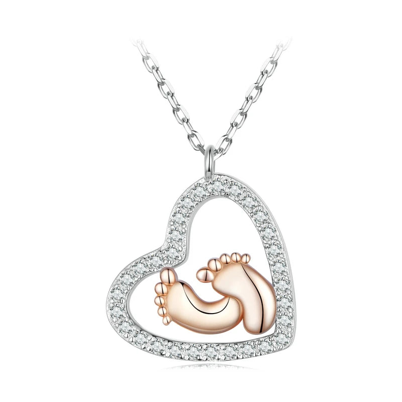 S925 Footprints In Your Heart Necklace