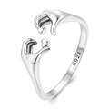 S925 Heart Hands Ring