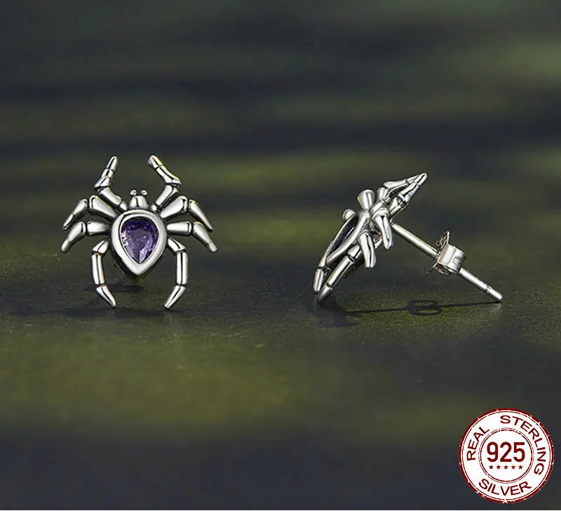 S925 Vintage Spider Stud Earrings