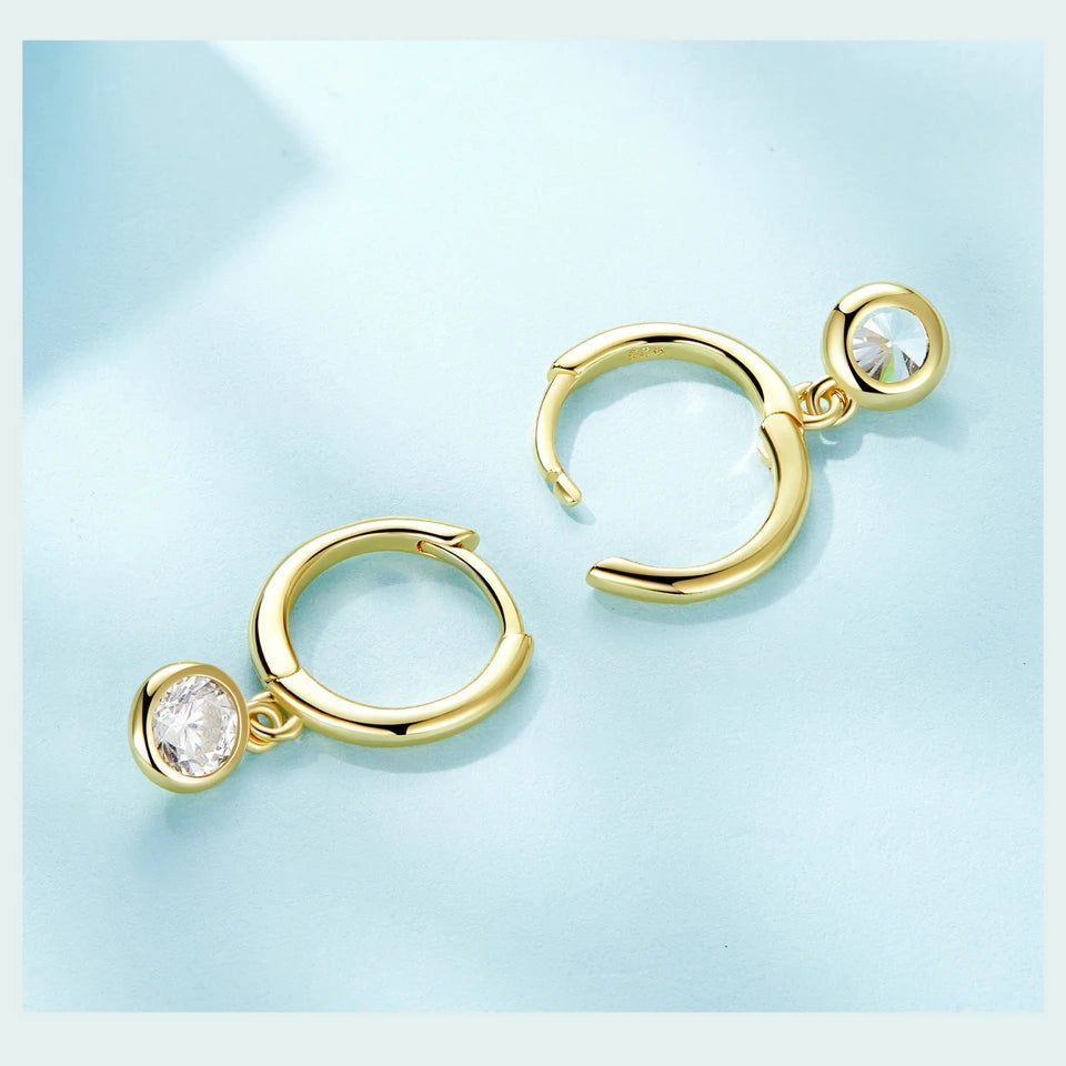 S925 18K Gold Simple Round Hoop Earrings
