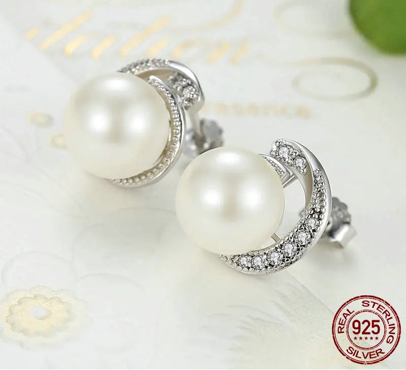S925 Pearl Stud Earrings
