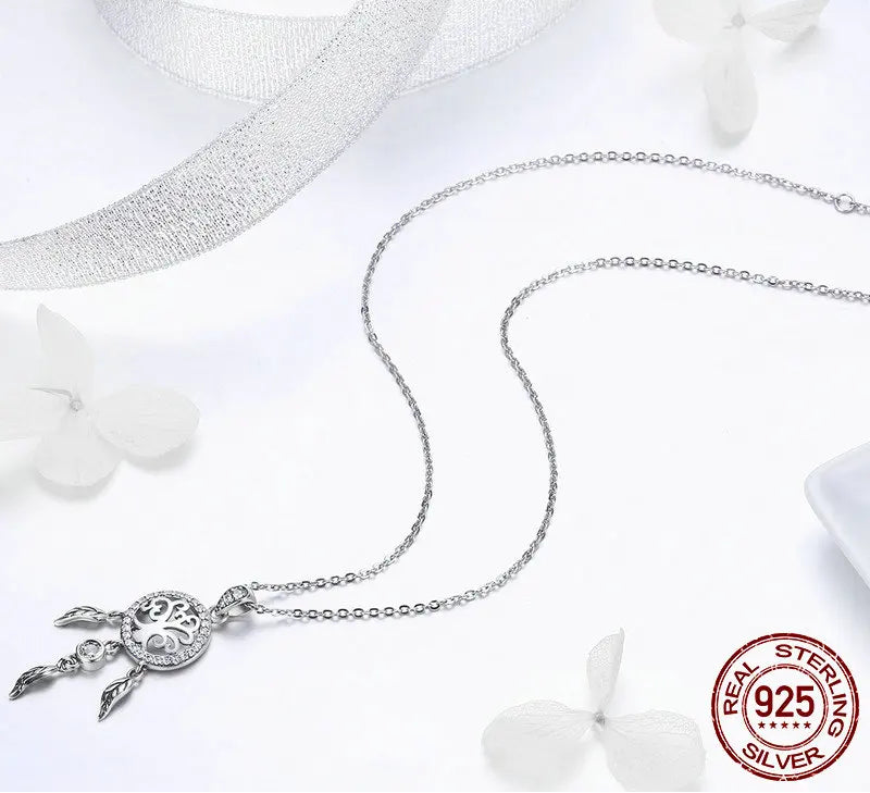 S925 Vintage Tree Of Life Dreamcatcher Necklace