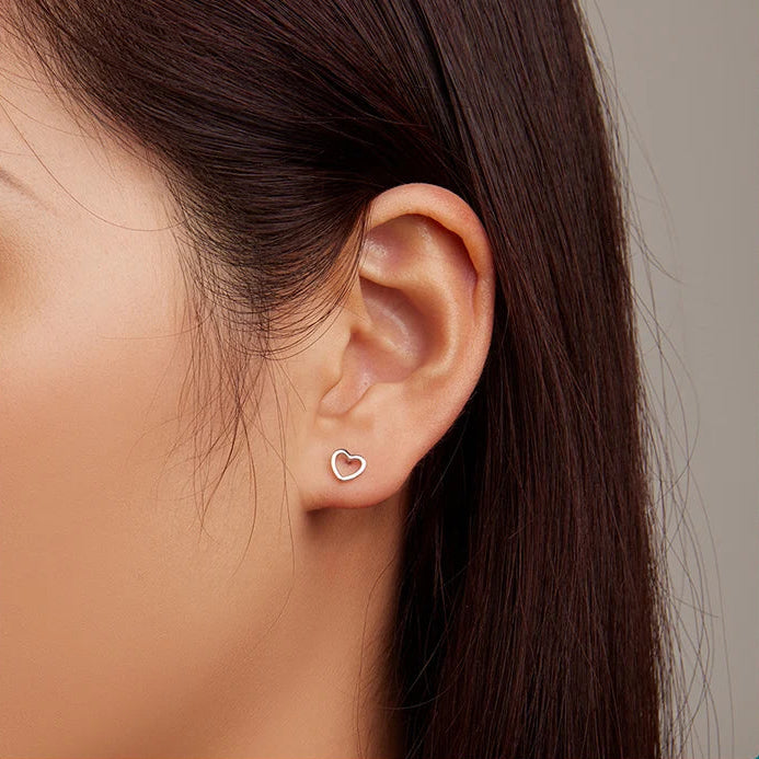 S925 Hollow Heart Earrings