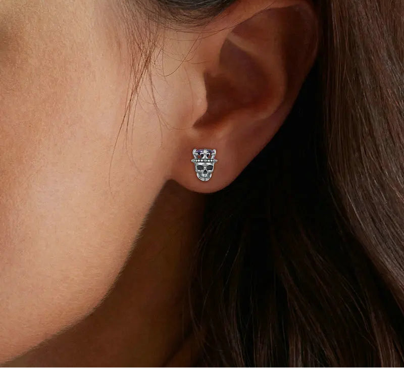 S925 Skull King Stud Earrings