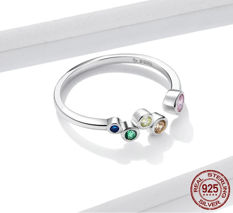 S925 Rainbow Bubbles Ring