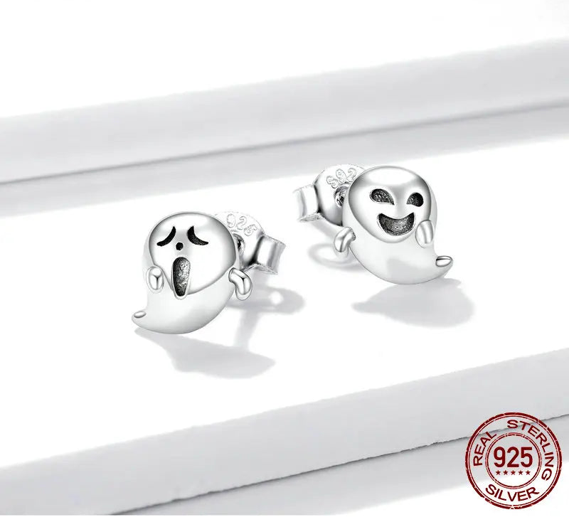 S925 Spooky Ghost Stud Earrings