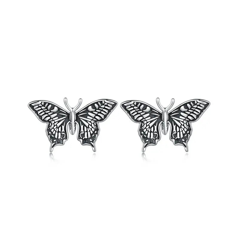 S925 Vintage Butterfly Stud Earrings