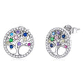 S925 Colourful Tree of Life Stud Earrings