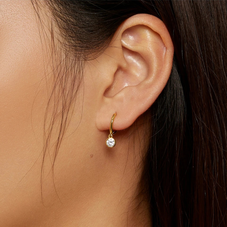 S925 18K Gold Simple Round Hoop Earrings
