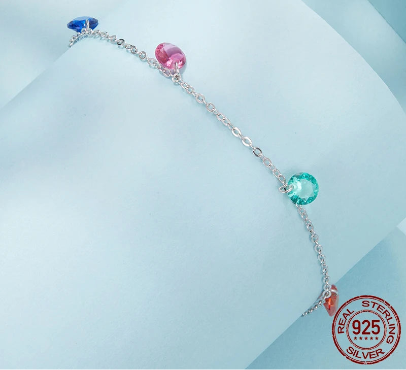 S925 Colorful Charm Drops Bracelet