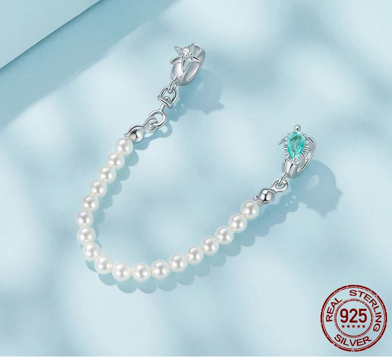 S925 Ocean Pearl Safety Chain Charm