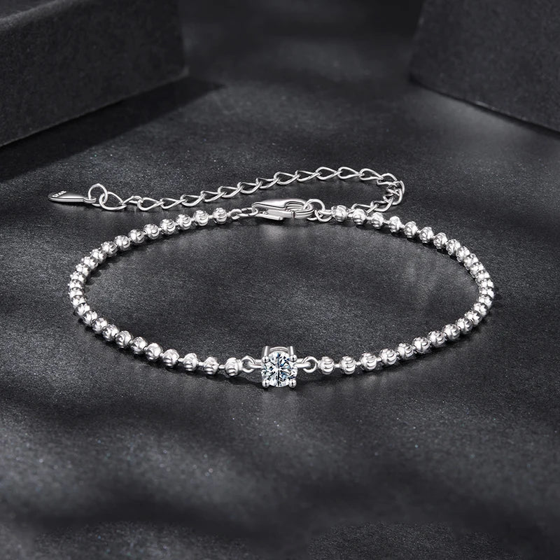 S925 Minimalist Moissanite Bead Bracelet