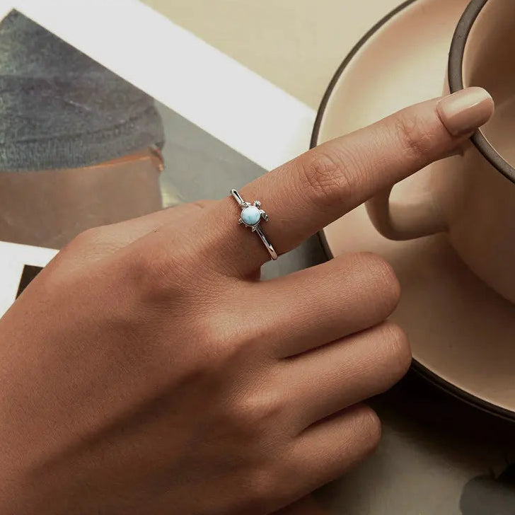 S925 Swimming Sea Turtle Ring