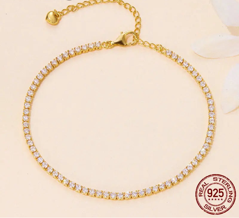 S925 Gold Plated 3mm Tennis Bracelet