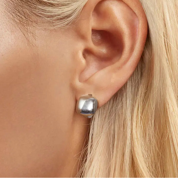 S925 Square Punk Huggie Earrings