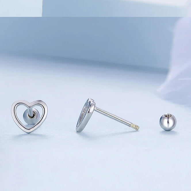S925 Hollow Heart Earrings