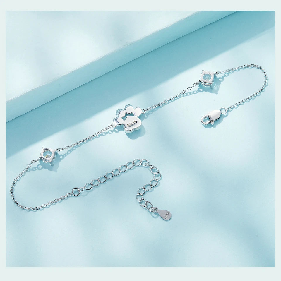 S925 Opal Paw Print Bracelet