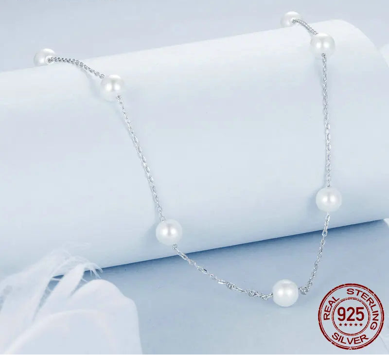 S925 White Shell Pearl Necklace
