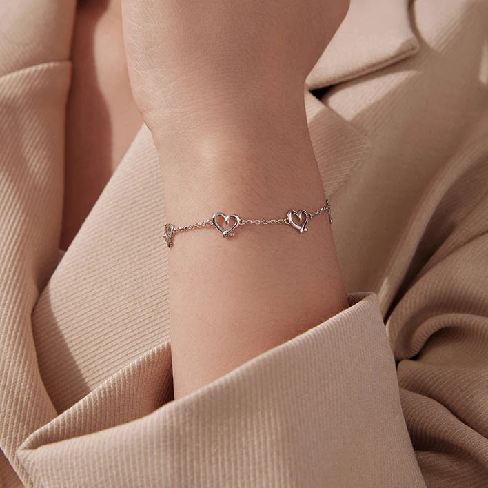 S925 Adjustable Hearts Bracelet