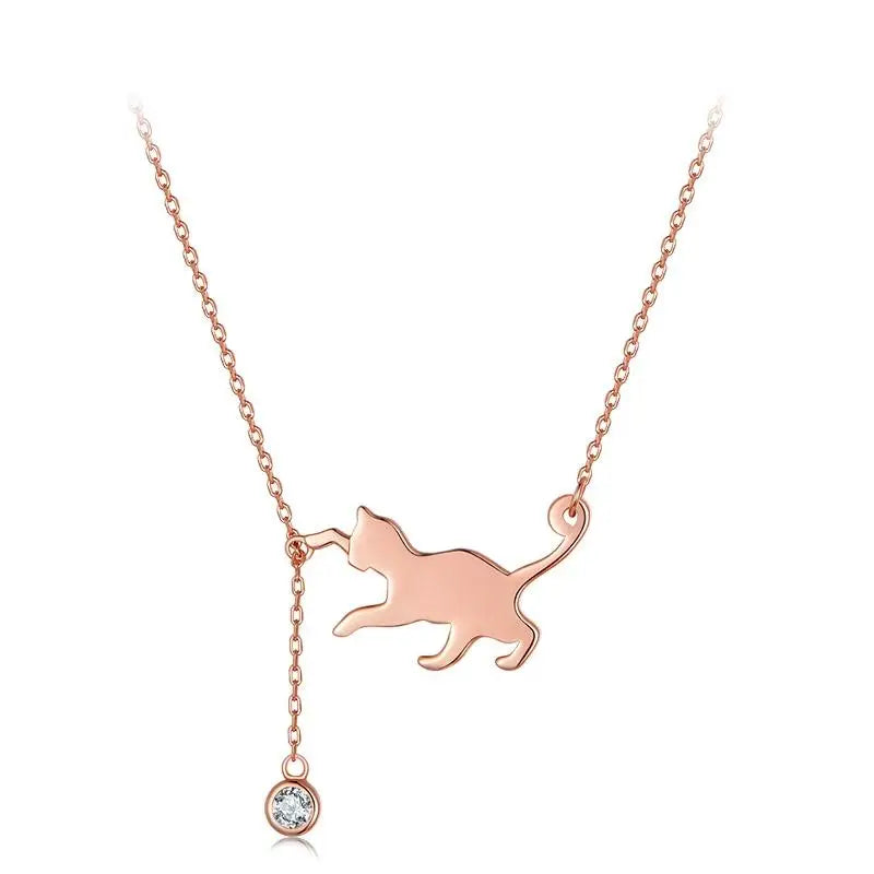 S925 Playful Cat Necklace