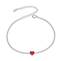 S925 Simple Red Heart Bracelet