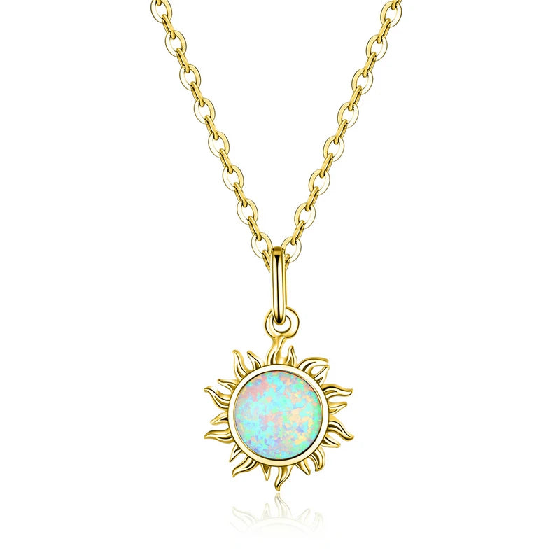 S925 Opal Sun Necklace