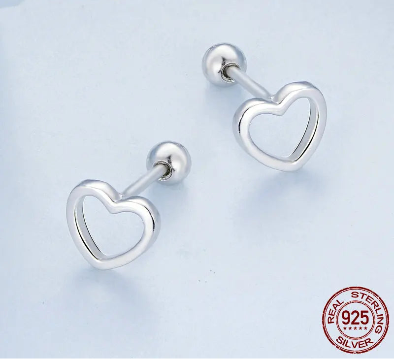 S925 Hollow Heart Earrings