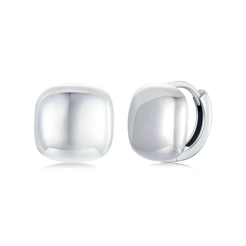 S925 Square Punk Huggie Earrings