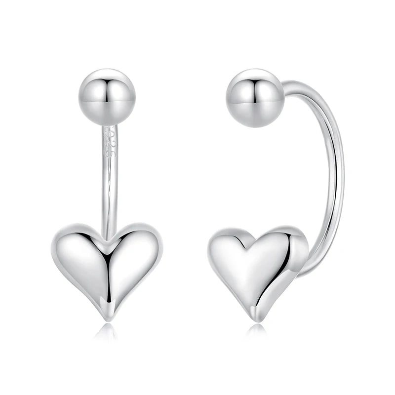 S925 Descending Heart Stud Earrings