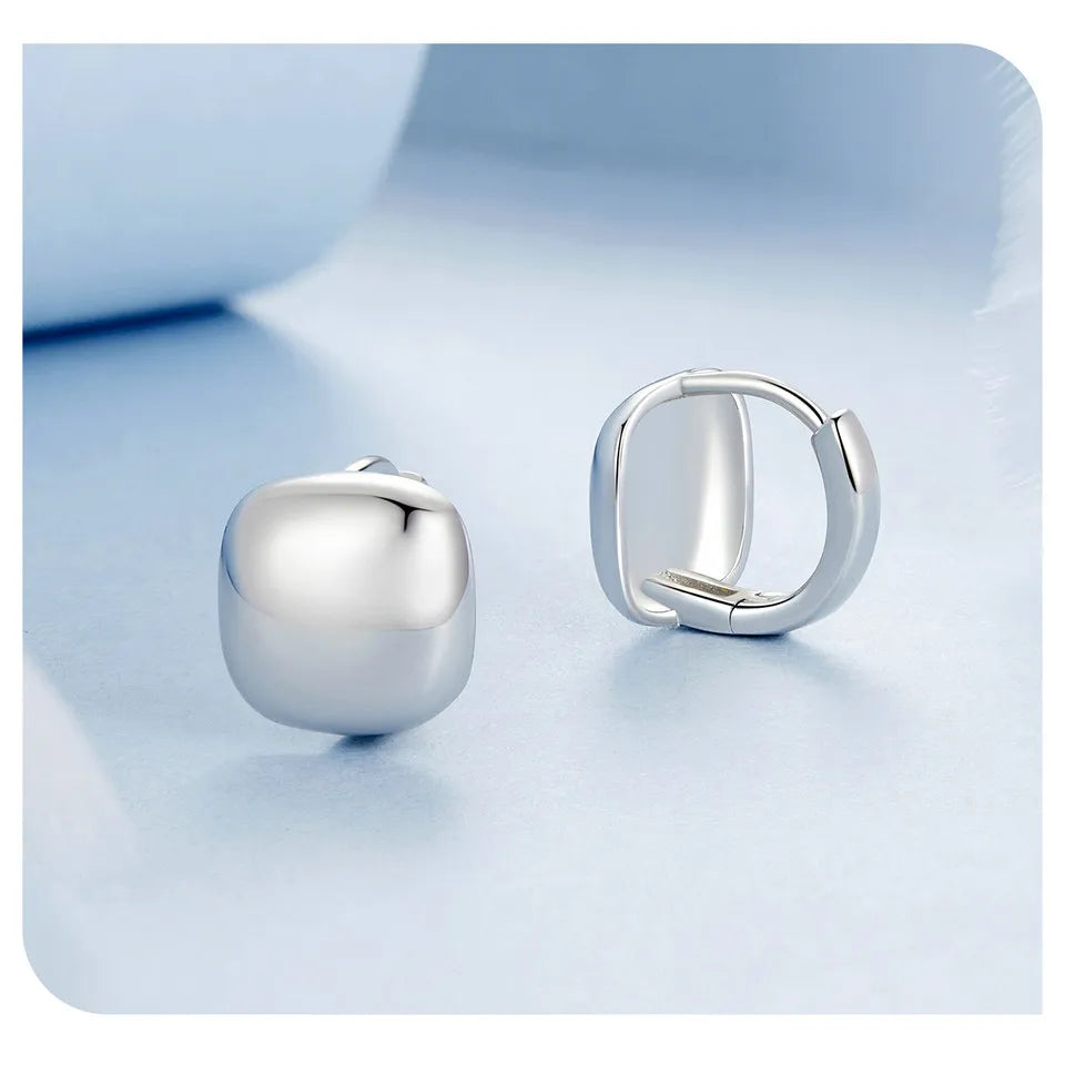 S925 Square Punk Huggie Earrings