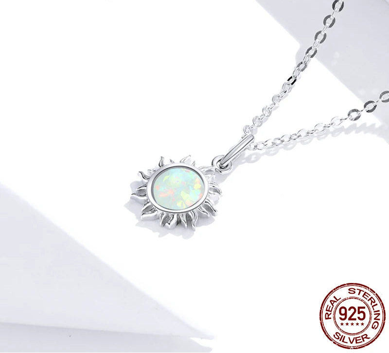 S925 Opal Sun Necklace