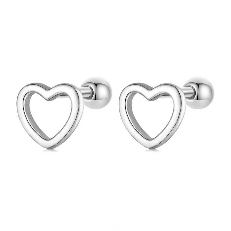 S925 Hollow Heart Earrings