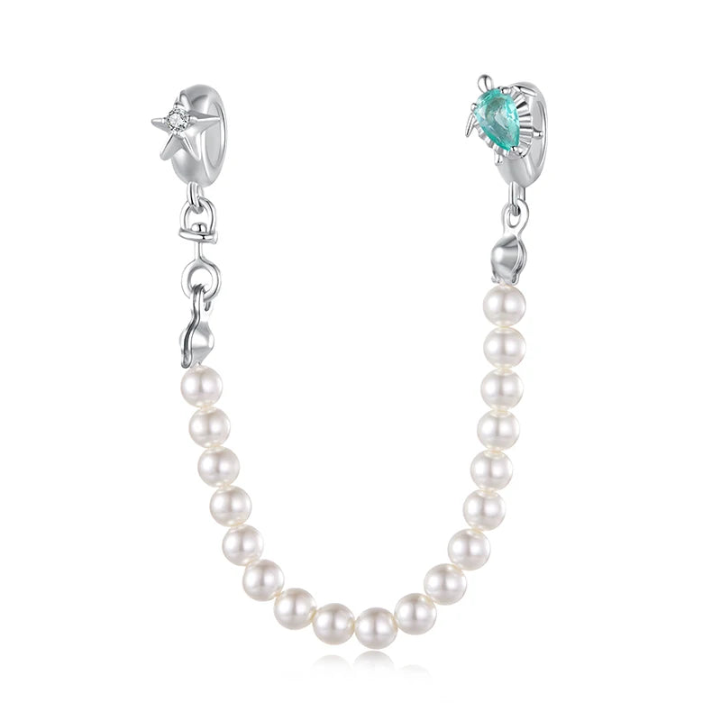 S925 Ocean Pearl Safety Chain Charm