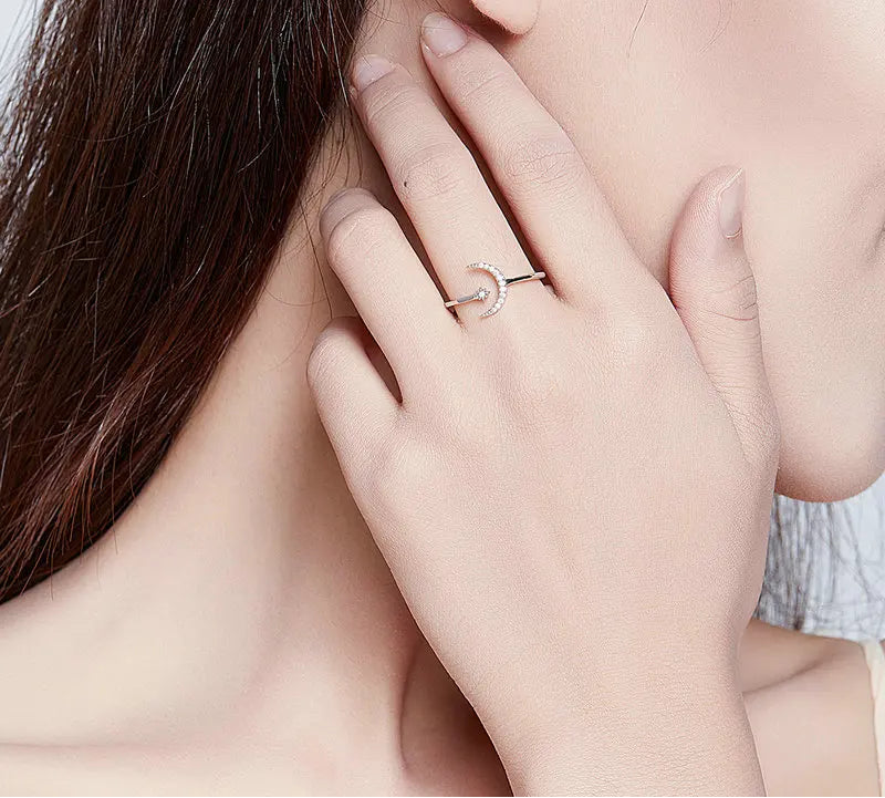 S925 Moon & Star Ring