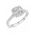 S925 | 0.5CT Square Halo Moissanite Ring