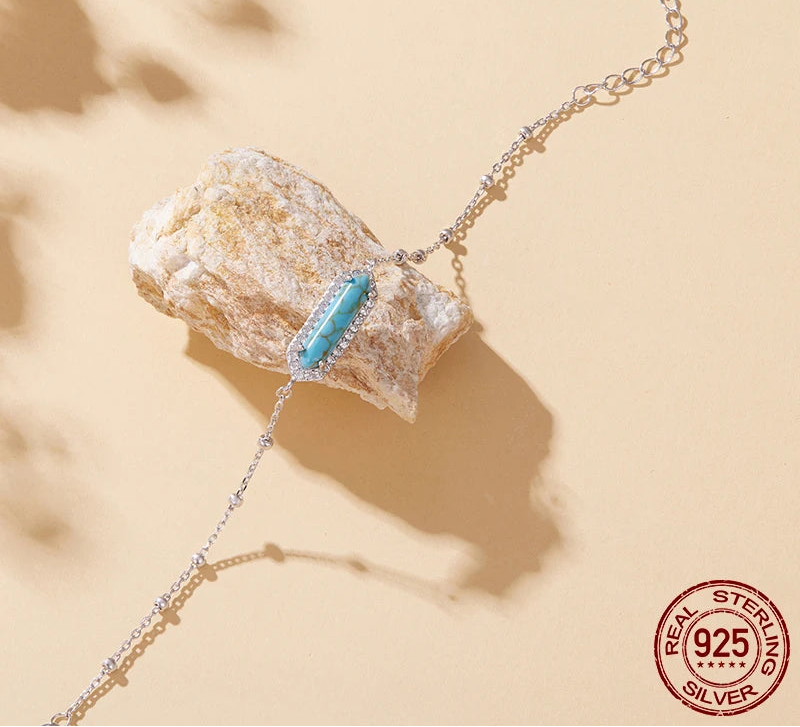 S925 Geometric Turquoise Bracelet
