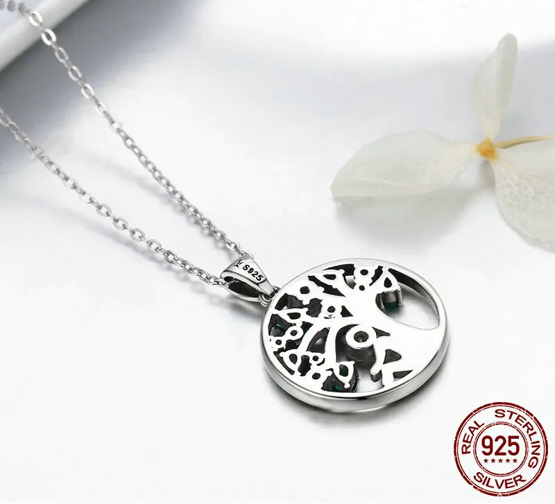 S925 Green & White Tree of Life Necklace