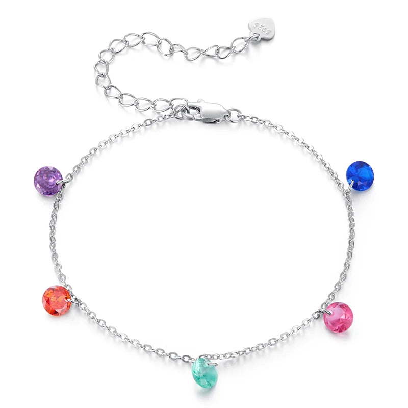 S925 Colorful Charm Drops Bracelet