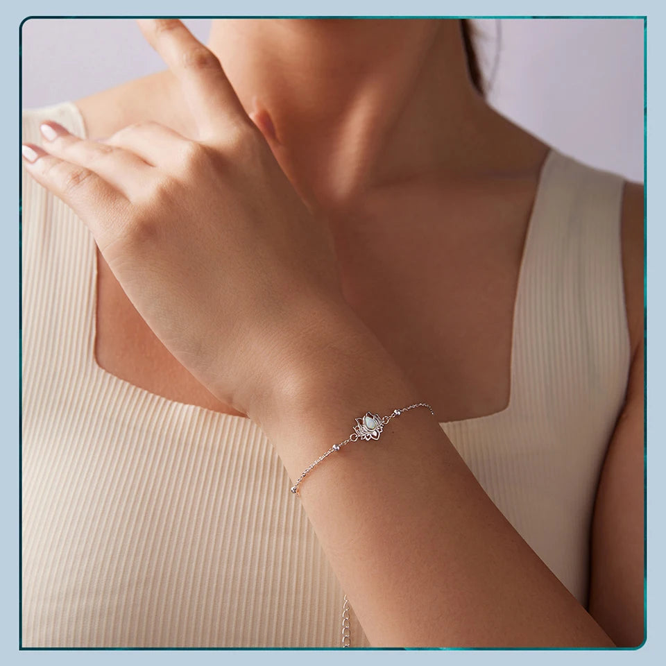 S925 Lotus Flower Bead Bracelet