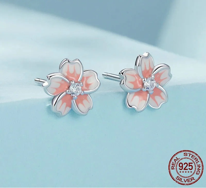 S925 Cherry Blossom Flower Studs