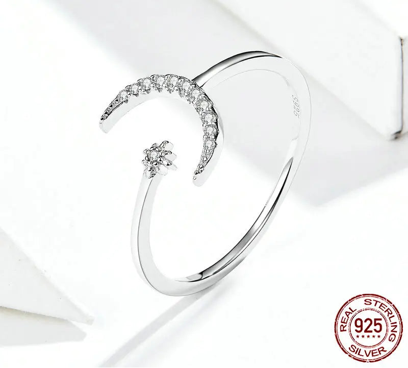 S925 Moon & Star Ring