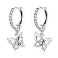 S925 Butterfly Drop Hoops