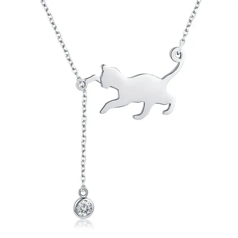 S925 Playful Cat Necklace