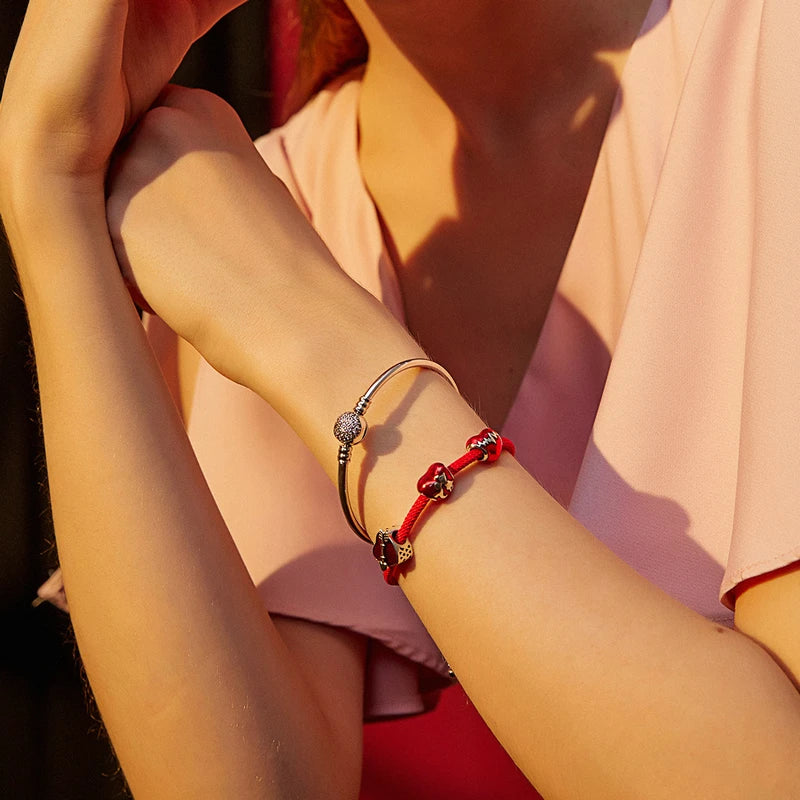 Shimmering Heart Charm Bangle