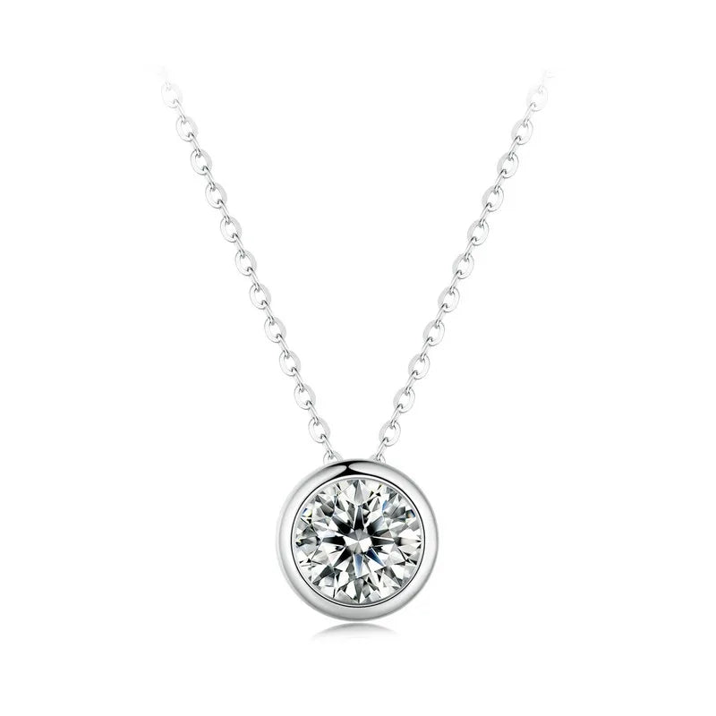 S925 Moissanite Classic Round Pendant Necklace