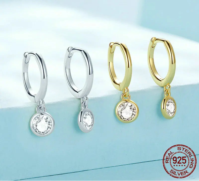S925 18K Gold Simple Round Hoop Earrings