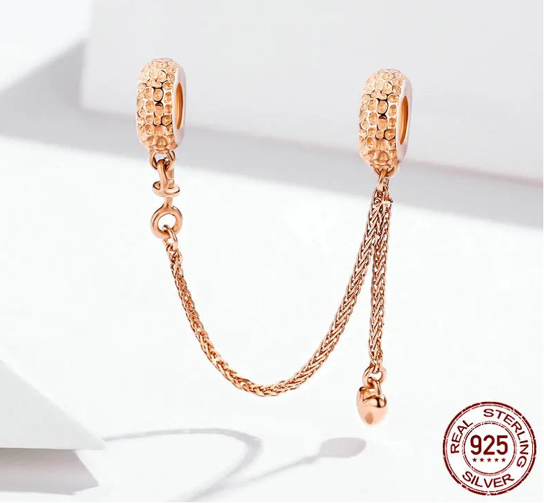 S925 Rose Gold Safety Chain Charm