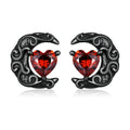 S925 Gothic Black Moon Stud Earrings